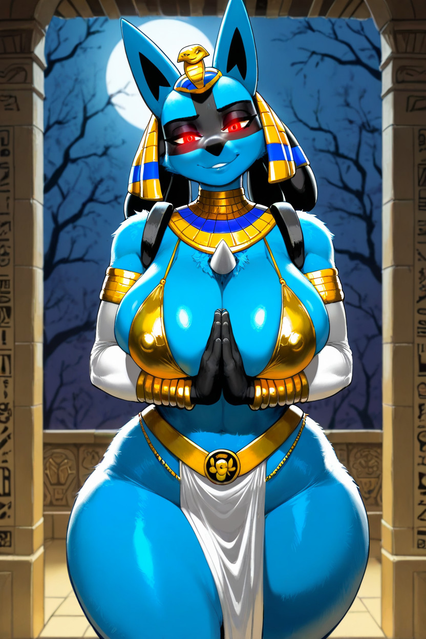 Pechos Medianos, Wearing A Egyptian Clothing, Walking To The Viewer Furry IA