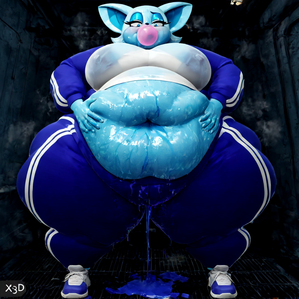 Dark Lighting, Fully Blue Skin, Wet Clothes Furry IA